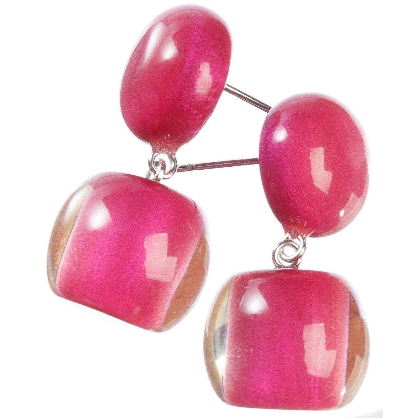 COLOURFUL BEADS 2-Bead Pin Earrings — Rose Pink