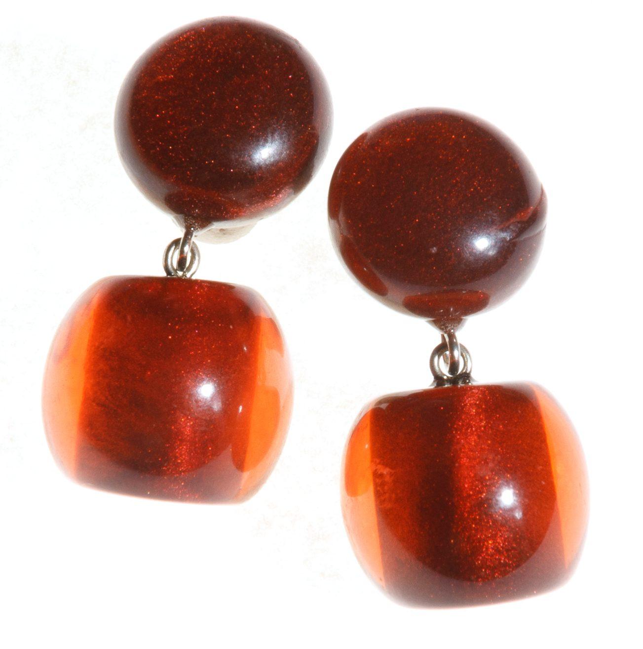 earring COLOURFULBEADS 2beads pin, red