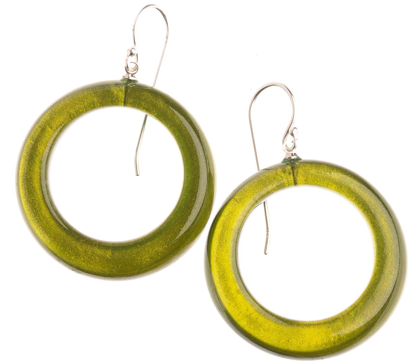 earring COLOURFULSTATEMENT 1bead shorthook, green
