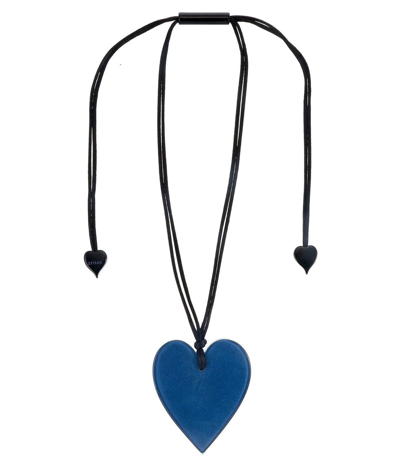 COLOURFUL STATEMENT 1-Bead Adjustable Heart Pendant — Cobalt Blue