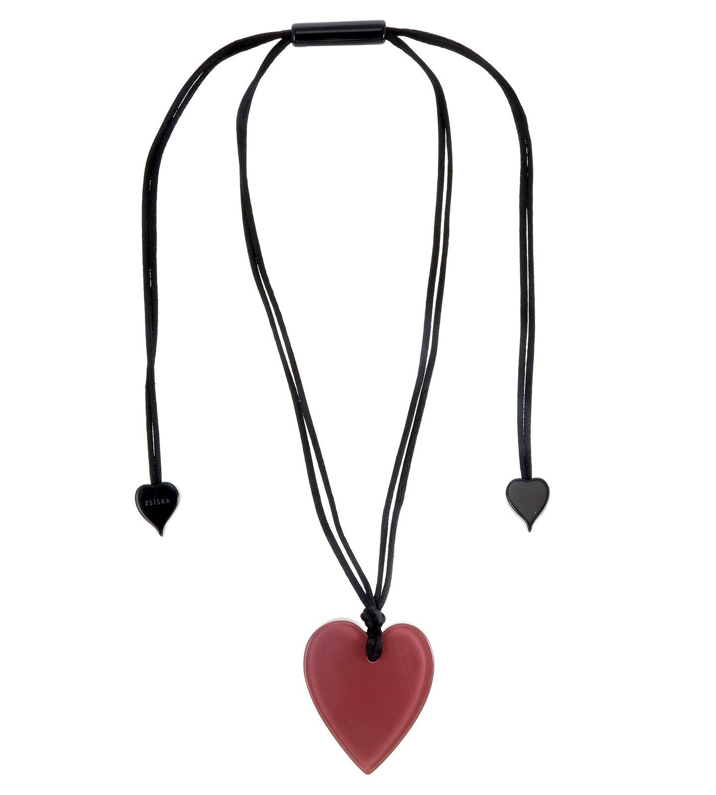 COLOURFUL STATEMENT 1-Bead Adjustable Heart Pendant — Burgundy Red