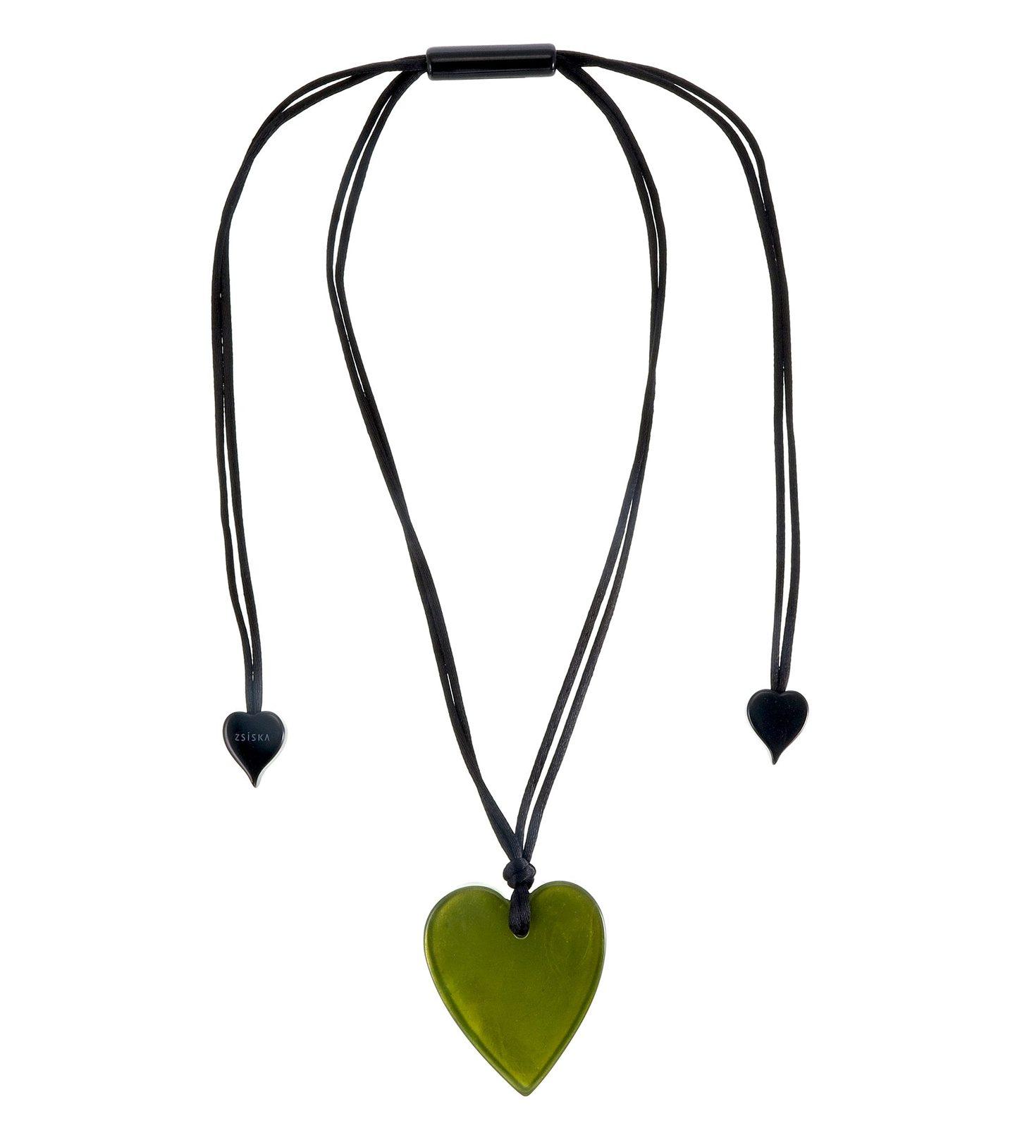 COLOURFUL STATEMENT 1-Bead Adjustable Heart Pendant — Olive Green