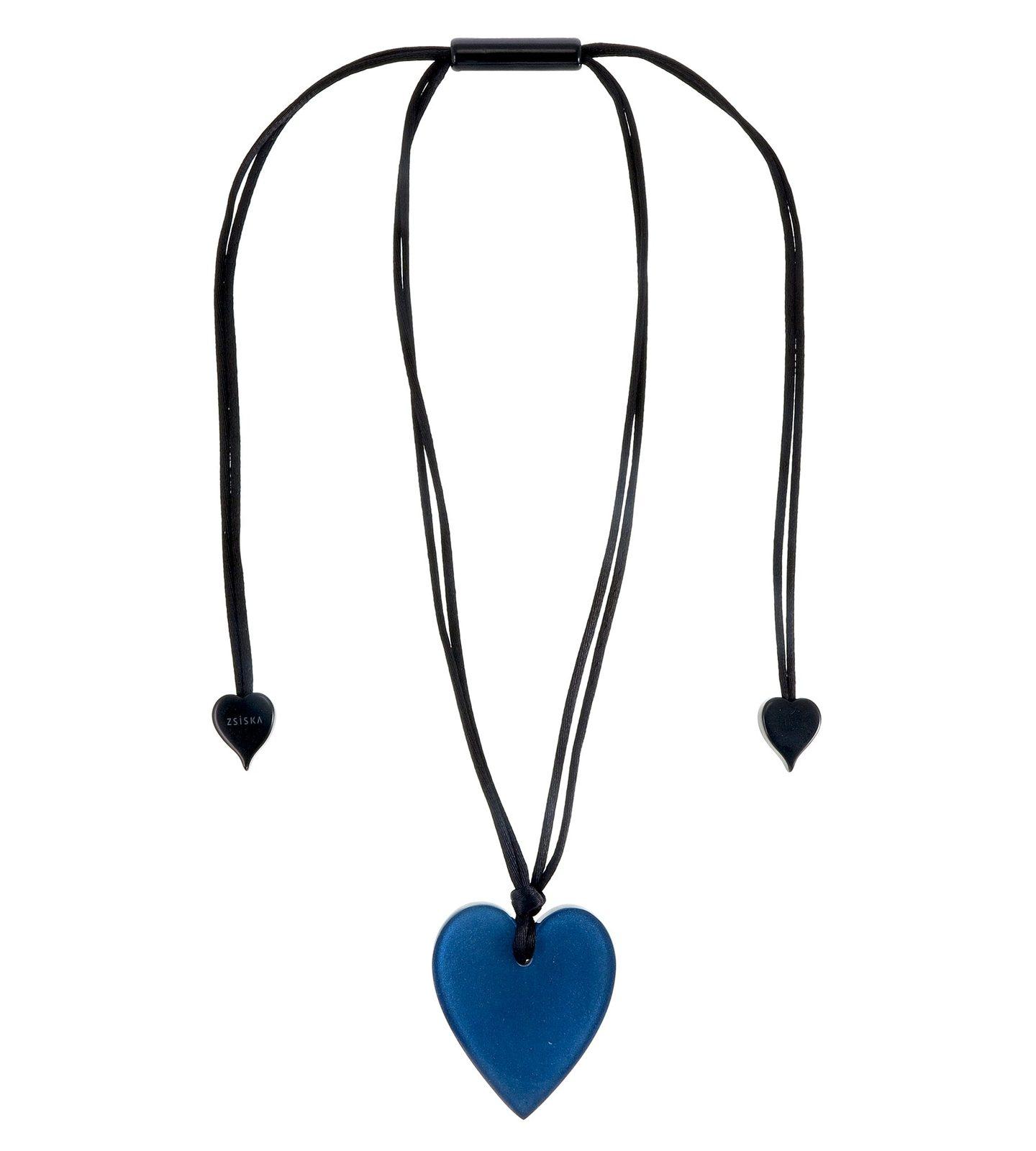 COLOURFUL STATEMENT 1-Bead Adjustable Heart Pendant — Cobalt Blue