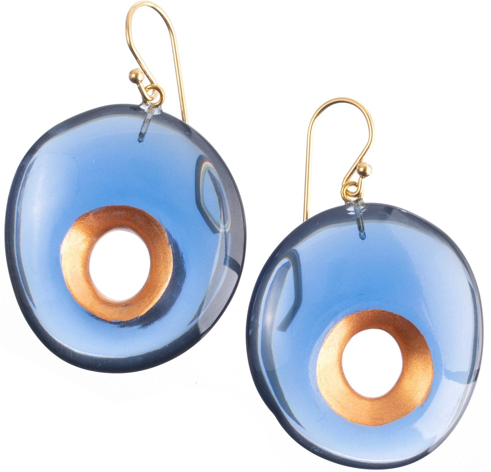 earring CRESCENCE 1bead shorthook, blue