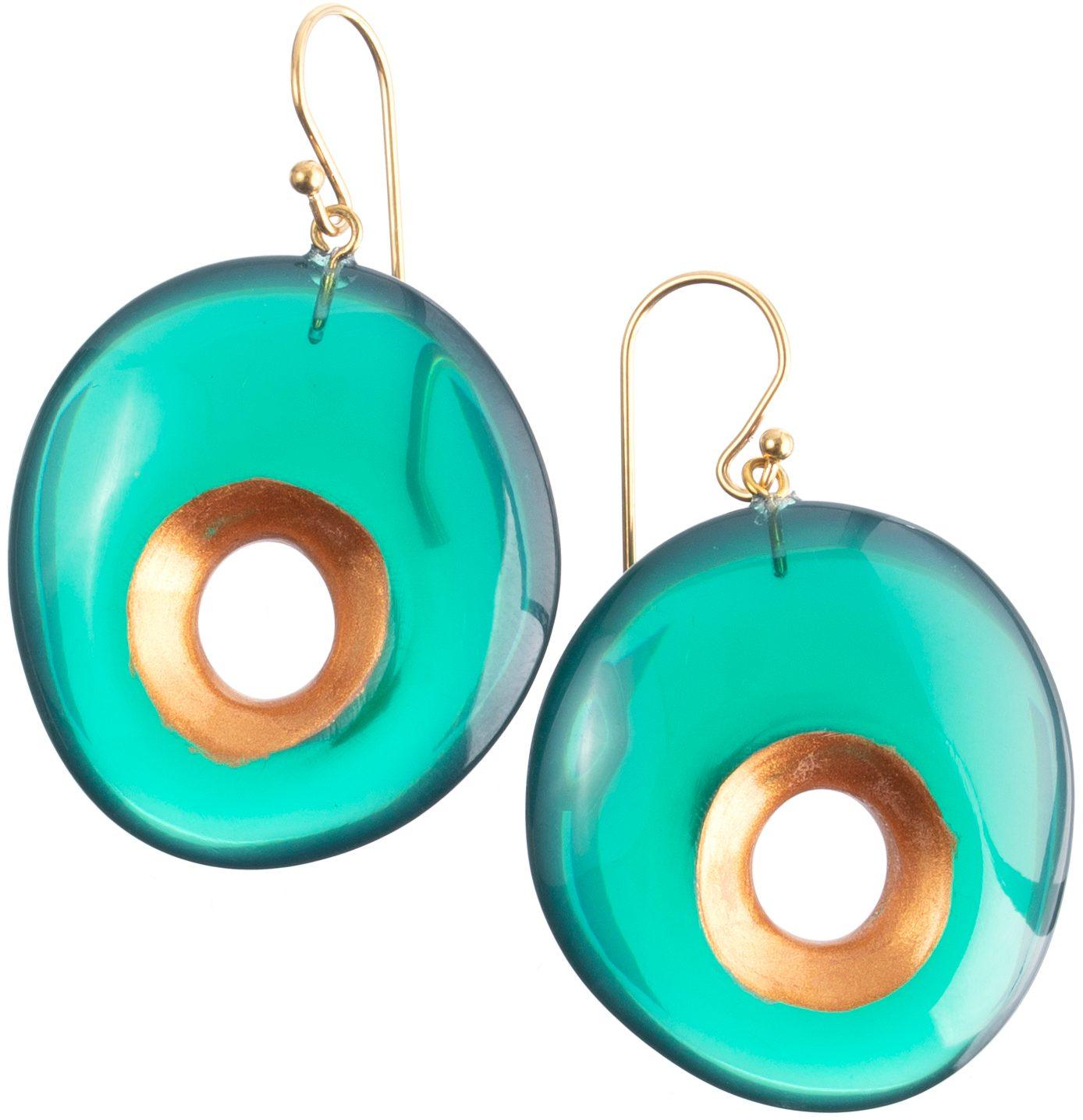 earring CRESCENCE 1bead shorthook, emerald