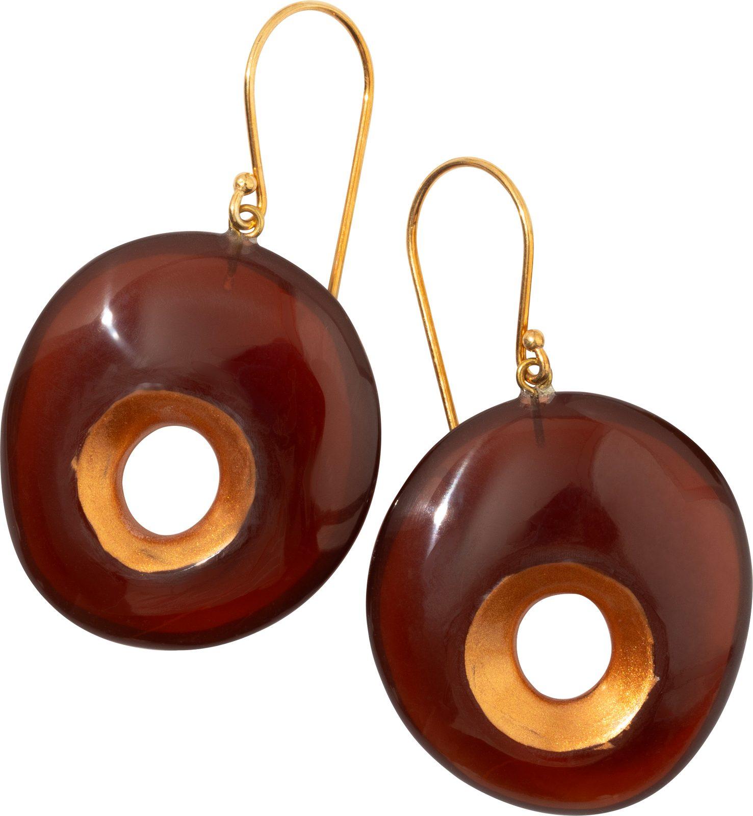 earring CRESCENCE 1bead shorthook, maroon