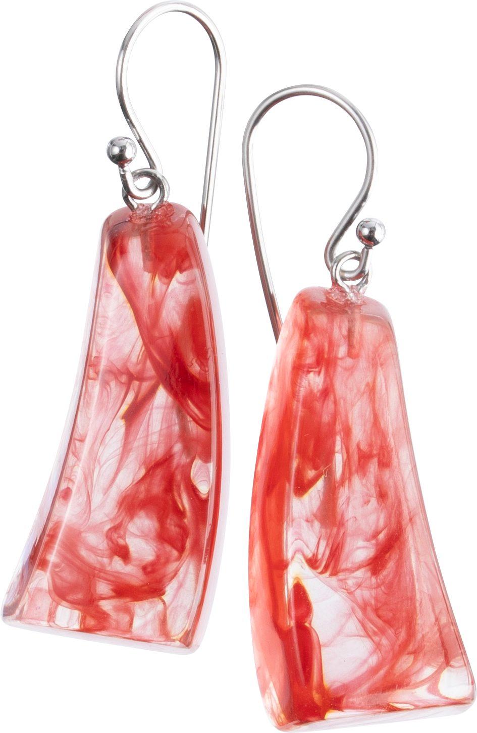 earring EMOCION 1bead adjustable, red