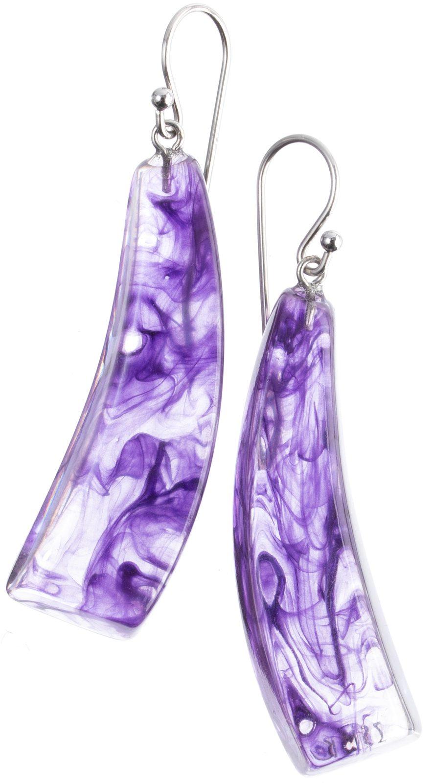 earring EMOCION 1bead adjustable, purple