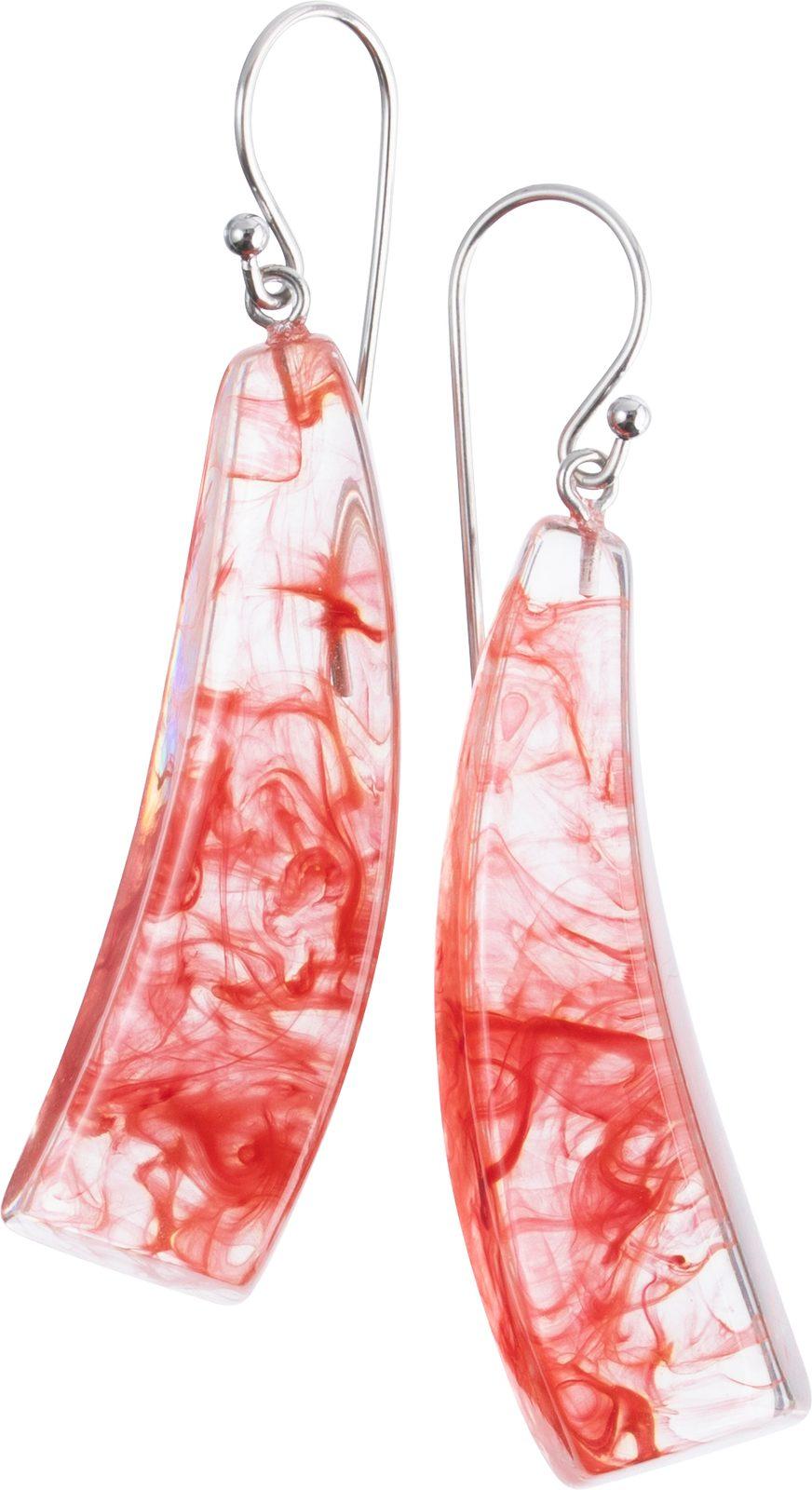 earring EMOCION 1bead adjustable, red