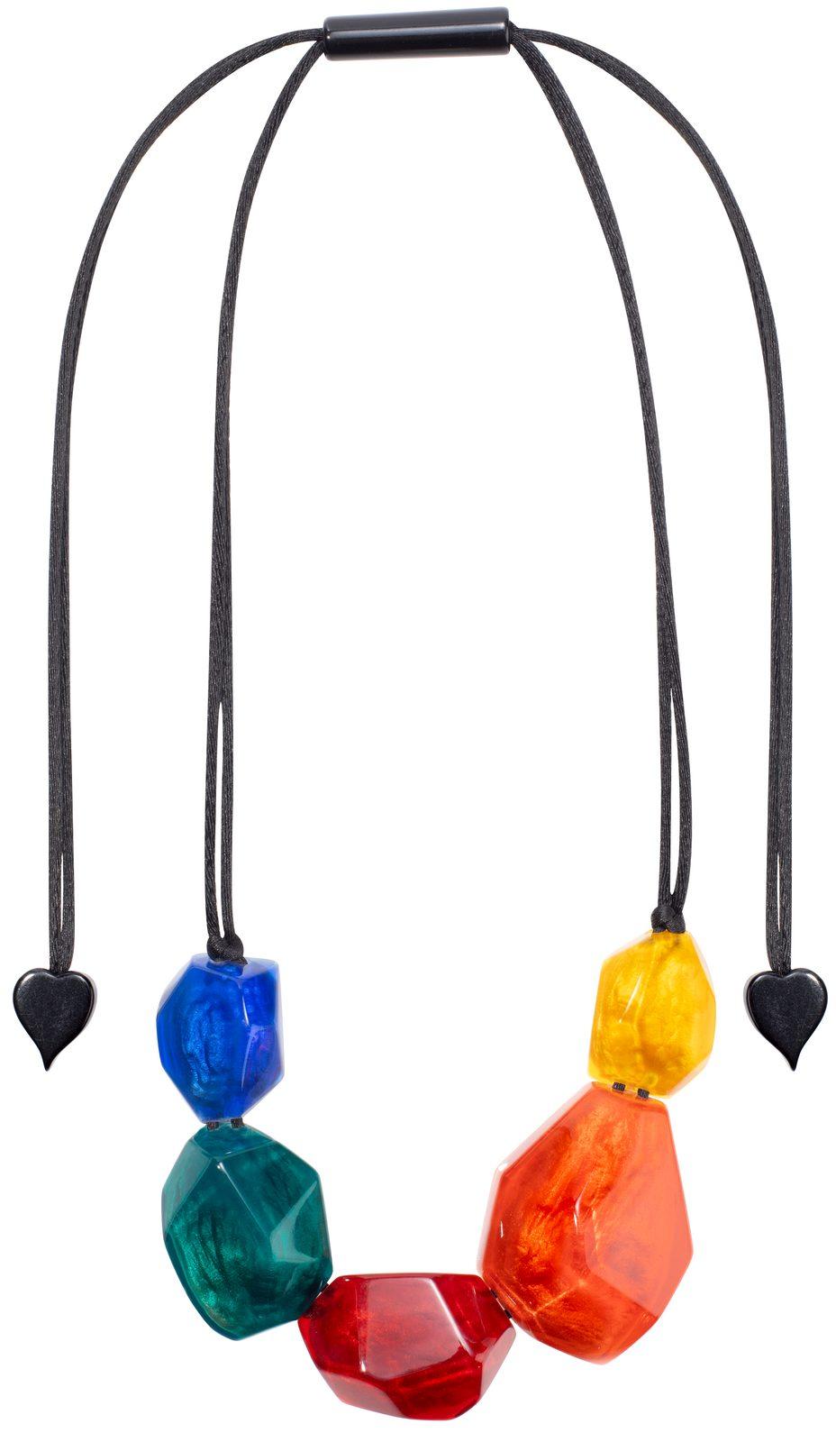 necklace ROCK CANDY 5beads adjustable, MIX1