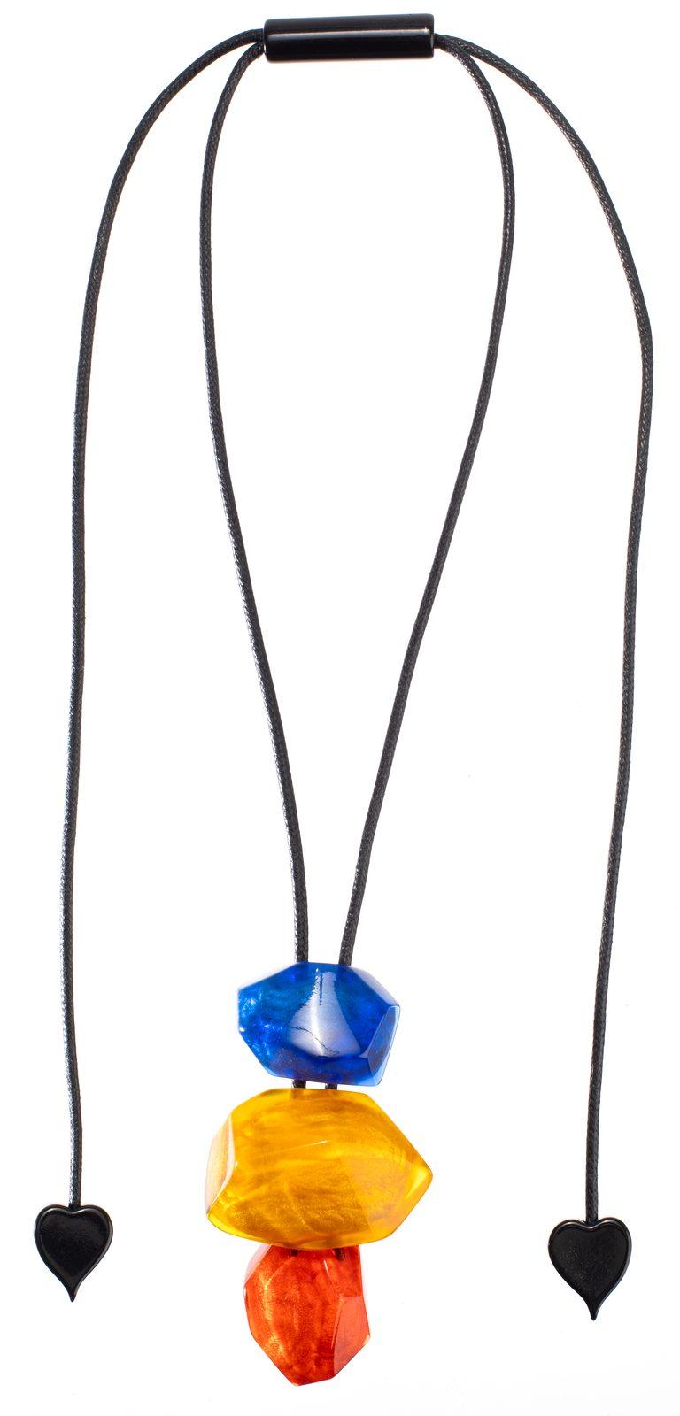 pendant ROCK CANDY 3beads adjustable, MIX2