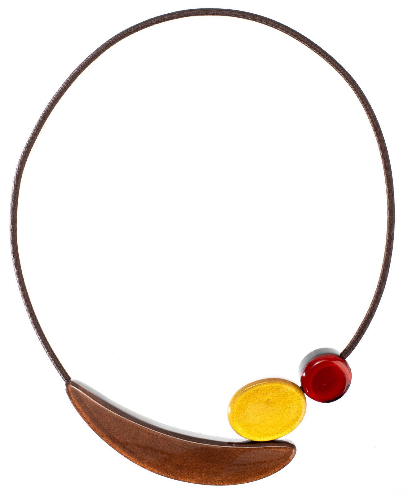 necklace LIBRA 3beads magnet, combination gold/red