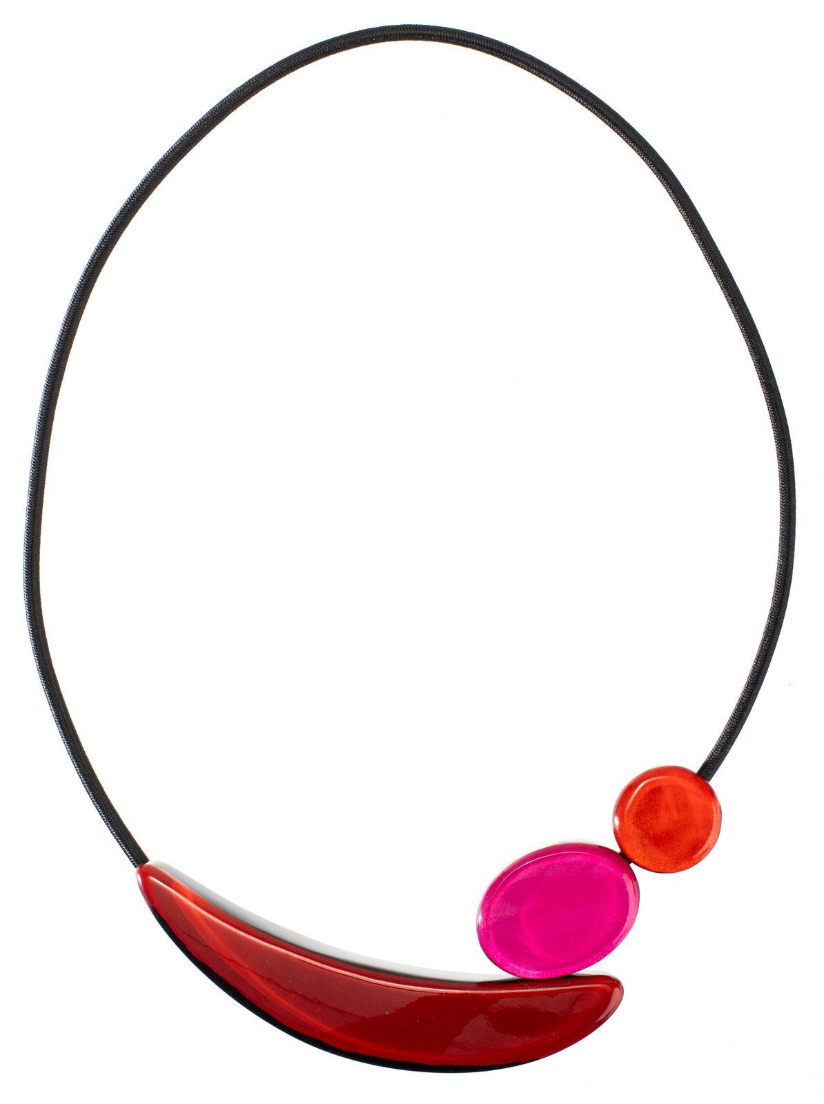 necklace LIBRA 3beads magnet, combination pink/orange