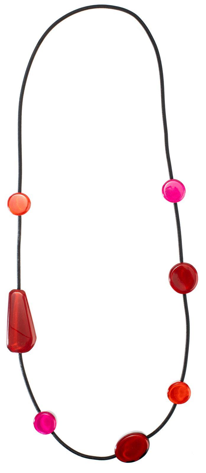 LIBRA 7-Bead Combination Necklace — Orange / Pink / Red