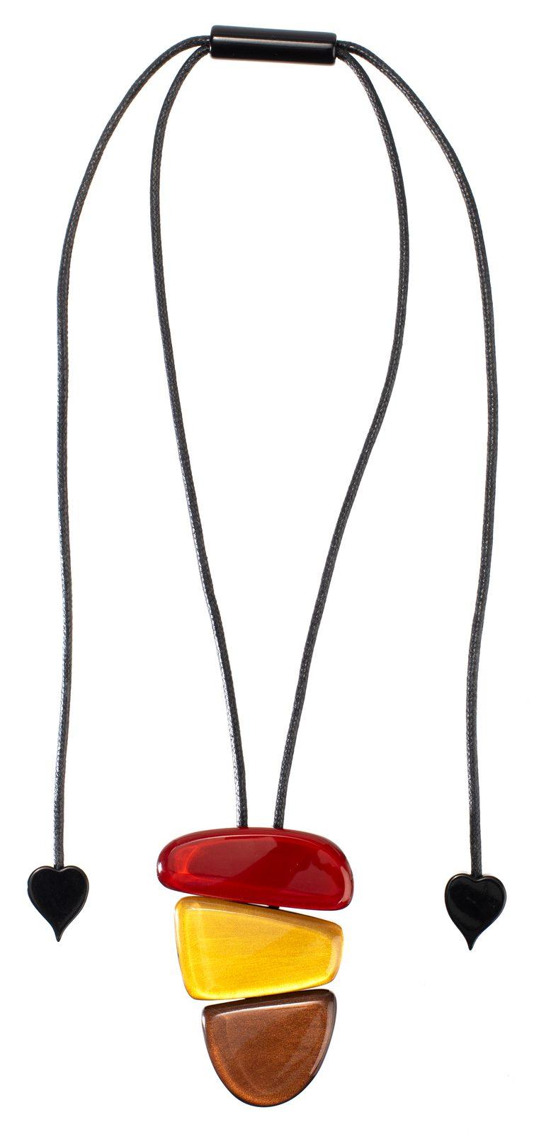 pendant LIBRA 3beads adjustable, combination gold/red