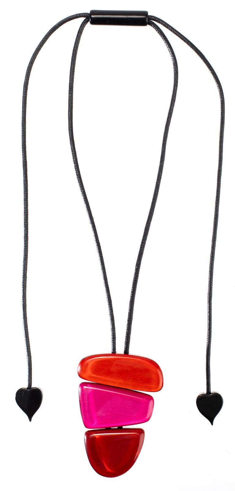 pendant LIBRA 3beads adjustable, combination pink/orange