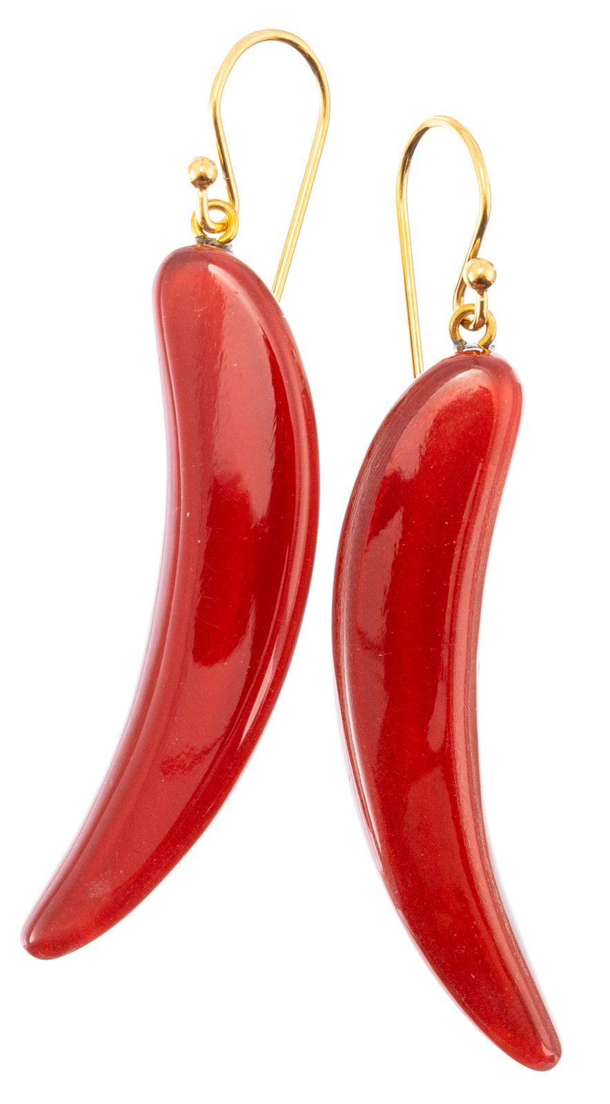 earring LIBRA 1bead shorthook, red