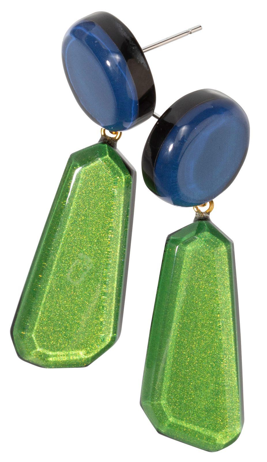 earring LIBRA 2beads pin, combination blue