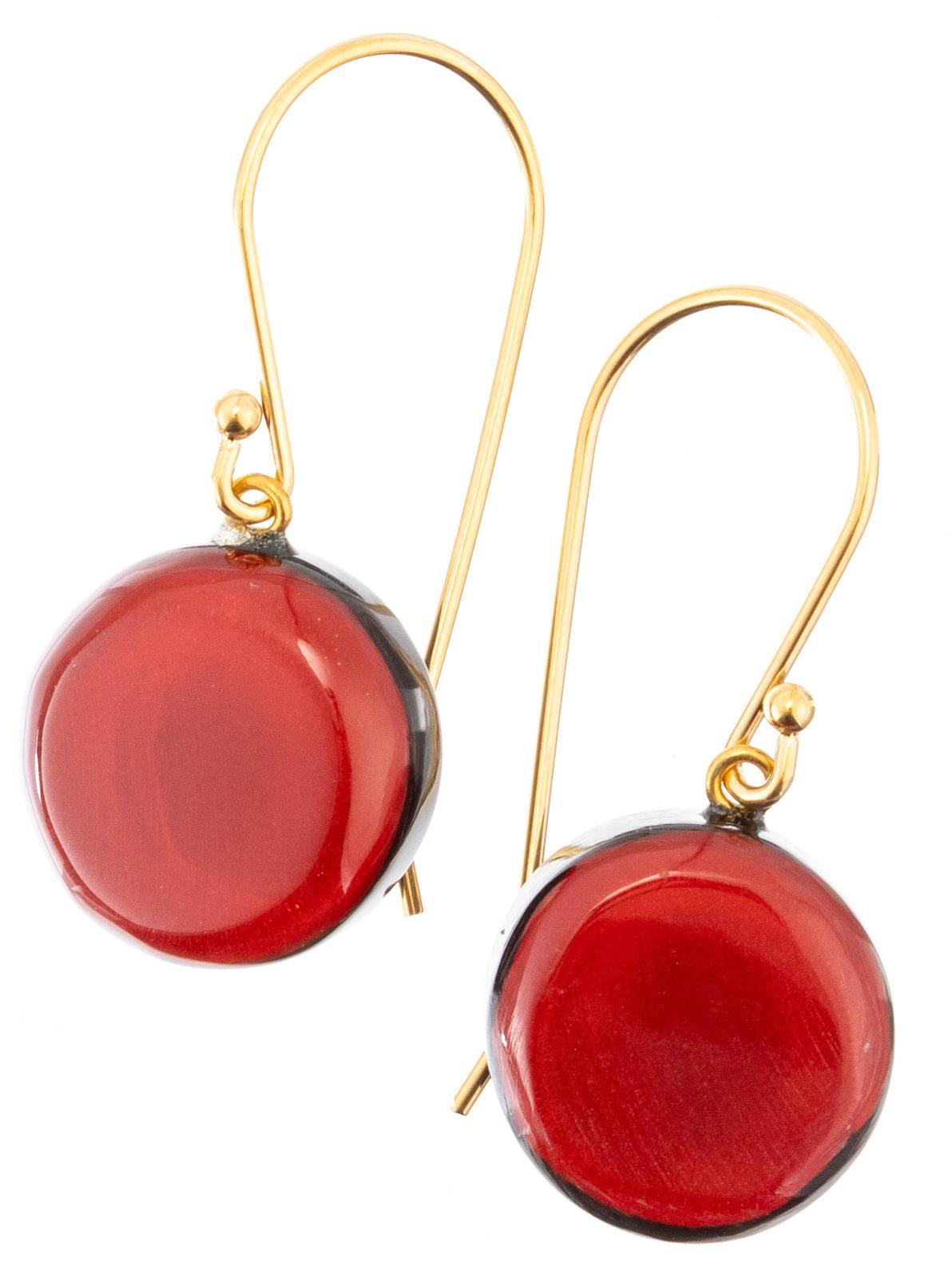 earring LIBRA 1bead shorthook, red