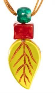 pendant FOLIAGE 3beads adjustable, amber