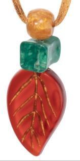 pendant FOLIAGE 3beads adjustable, red