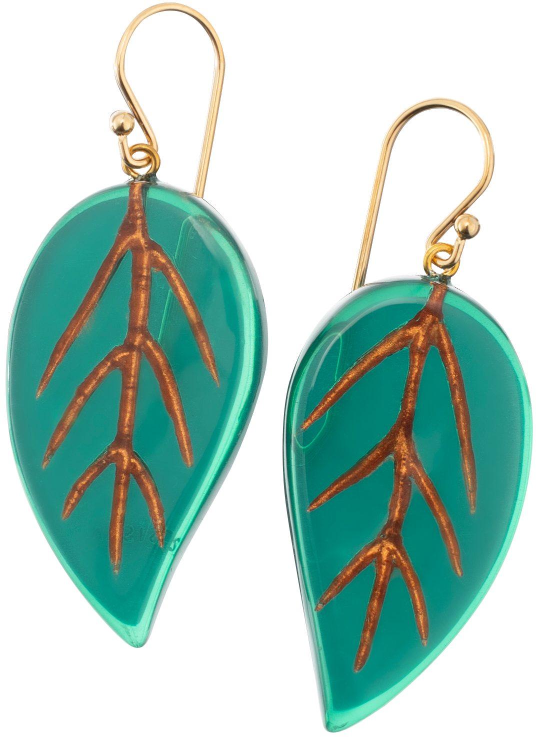 earring FOLIAGE 1bead shorthook, green
